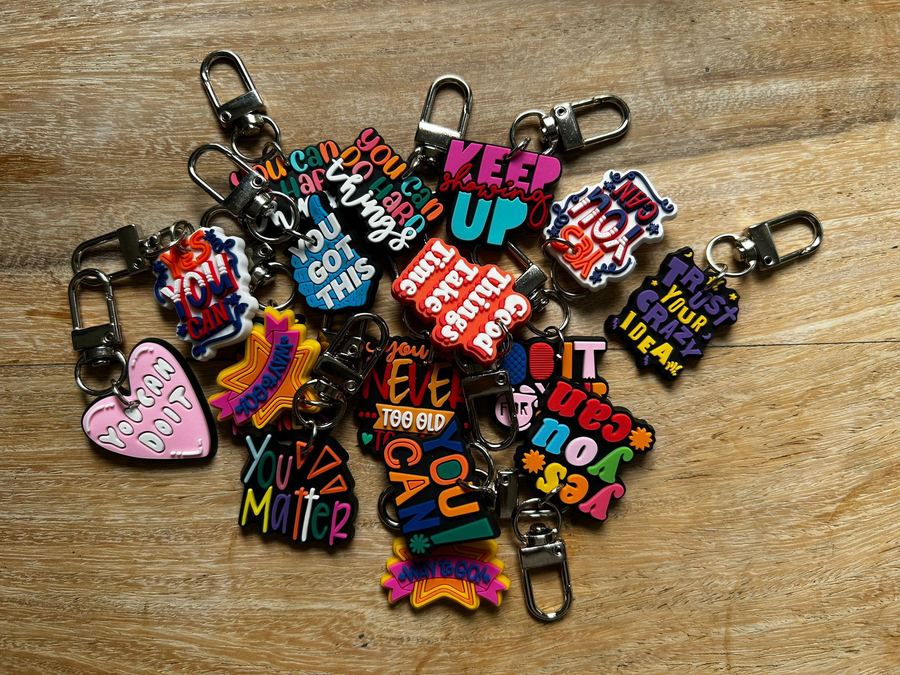 Bright Strides motivational keyrings
